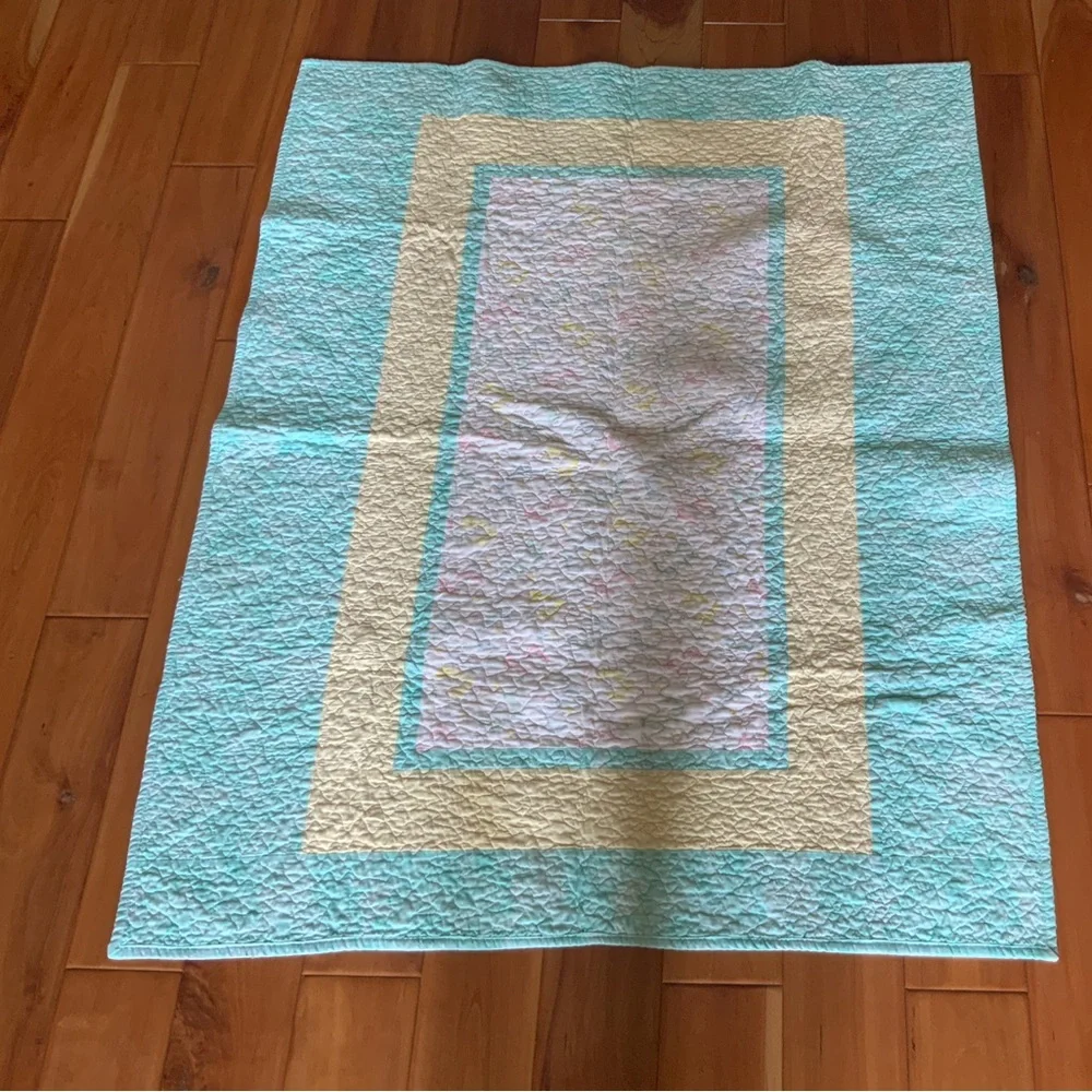 Handmade cotton baby quilt size 41” x 53”